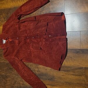 Finley Suede Jacket Unlined Dark Cranberry Excellent Condition